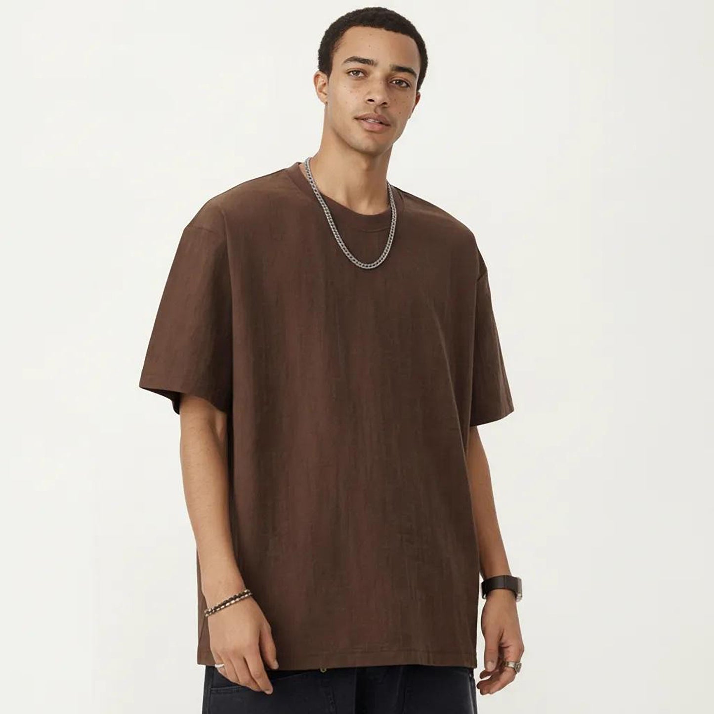 Men's Short Sleeve Crew Neck T Shirt with Relaxed Fit and Clean Minimal Silhouette