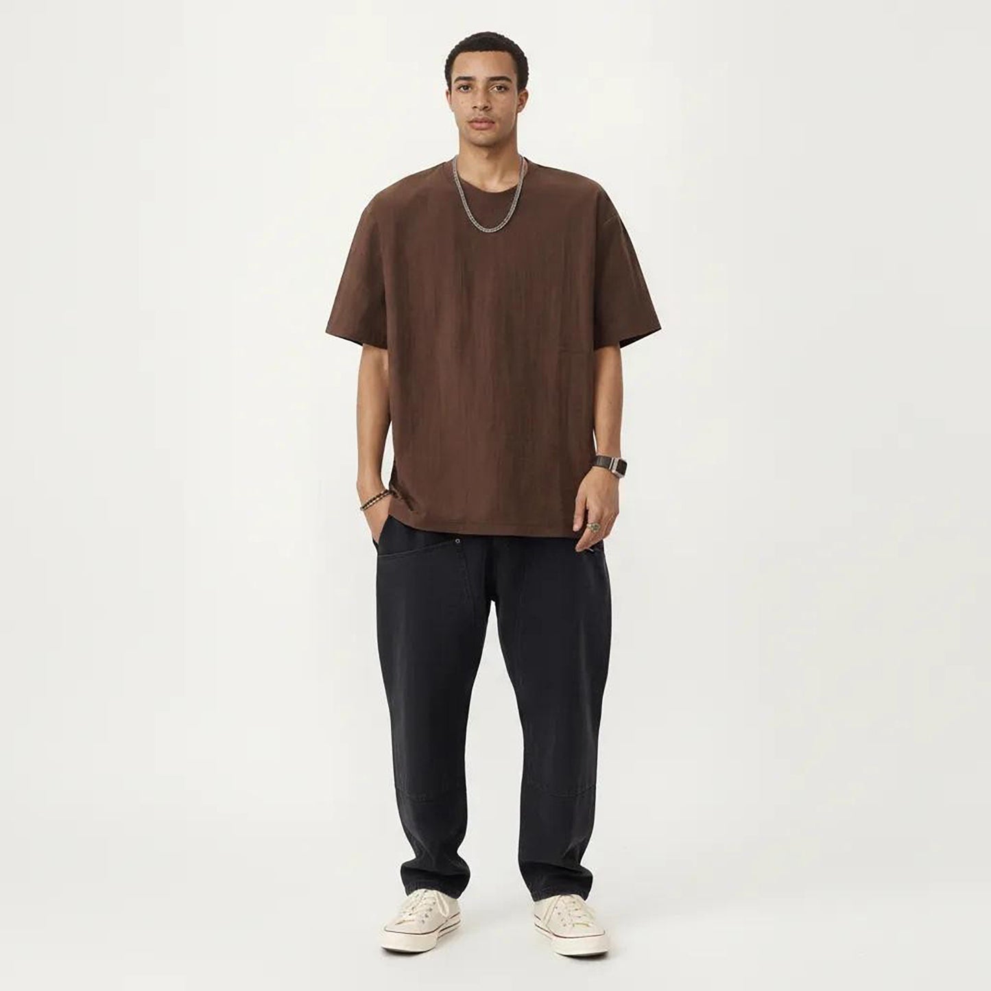 Men's Short Sleeve Crew Neck T Shirt with Relaxed Fit and Clean Minimal Silhouette