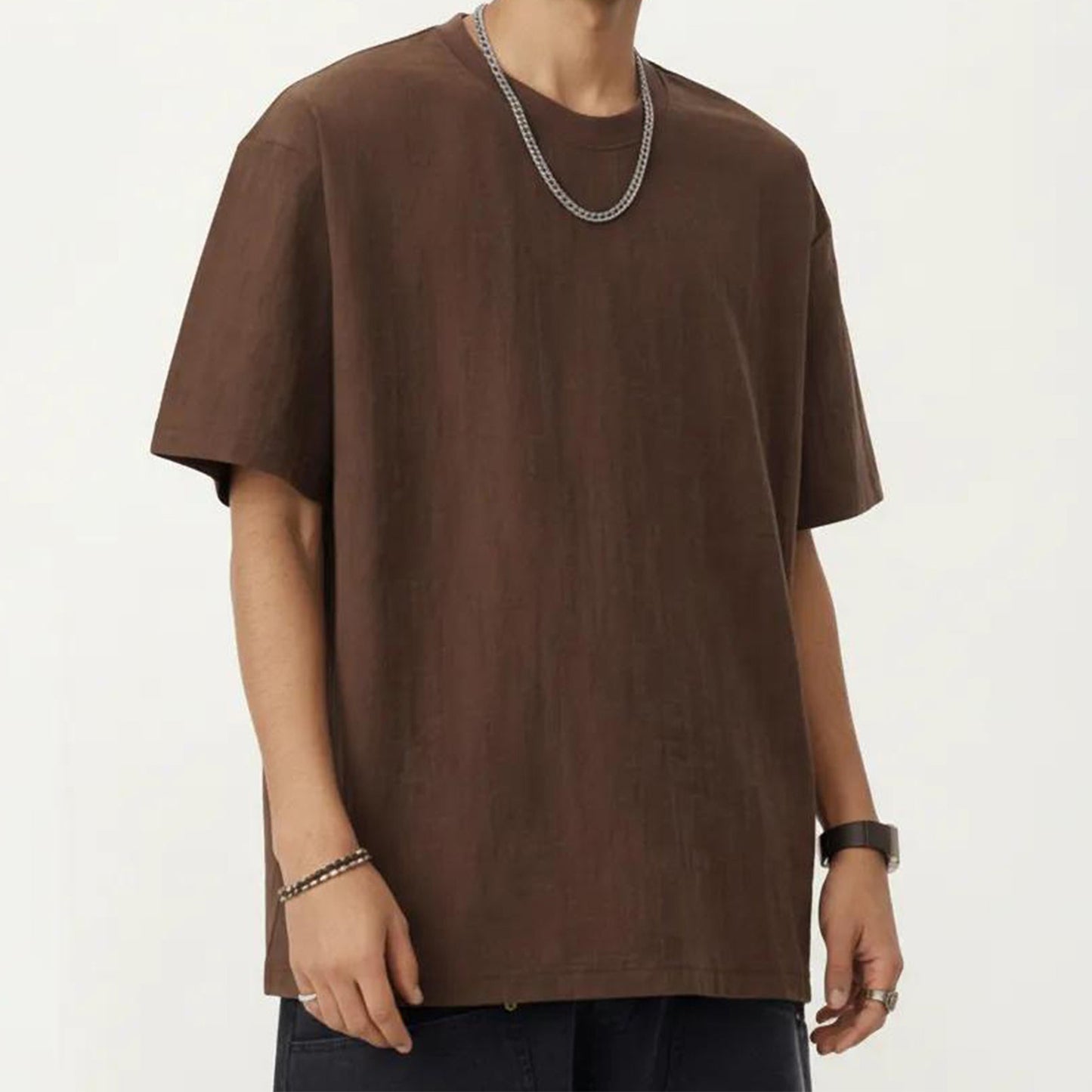 Men's Short Sleeve Crew Neck T Shirt with Relaxed Fit and Clean Minimal Silhouette