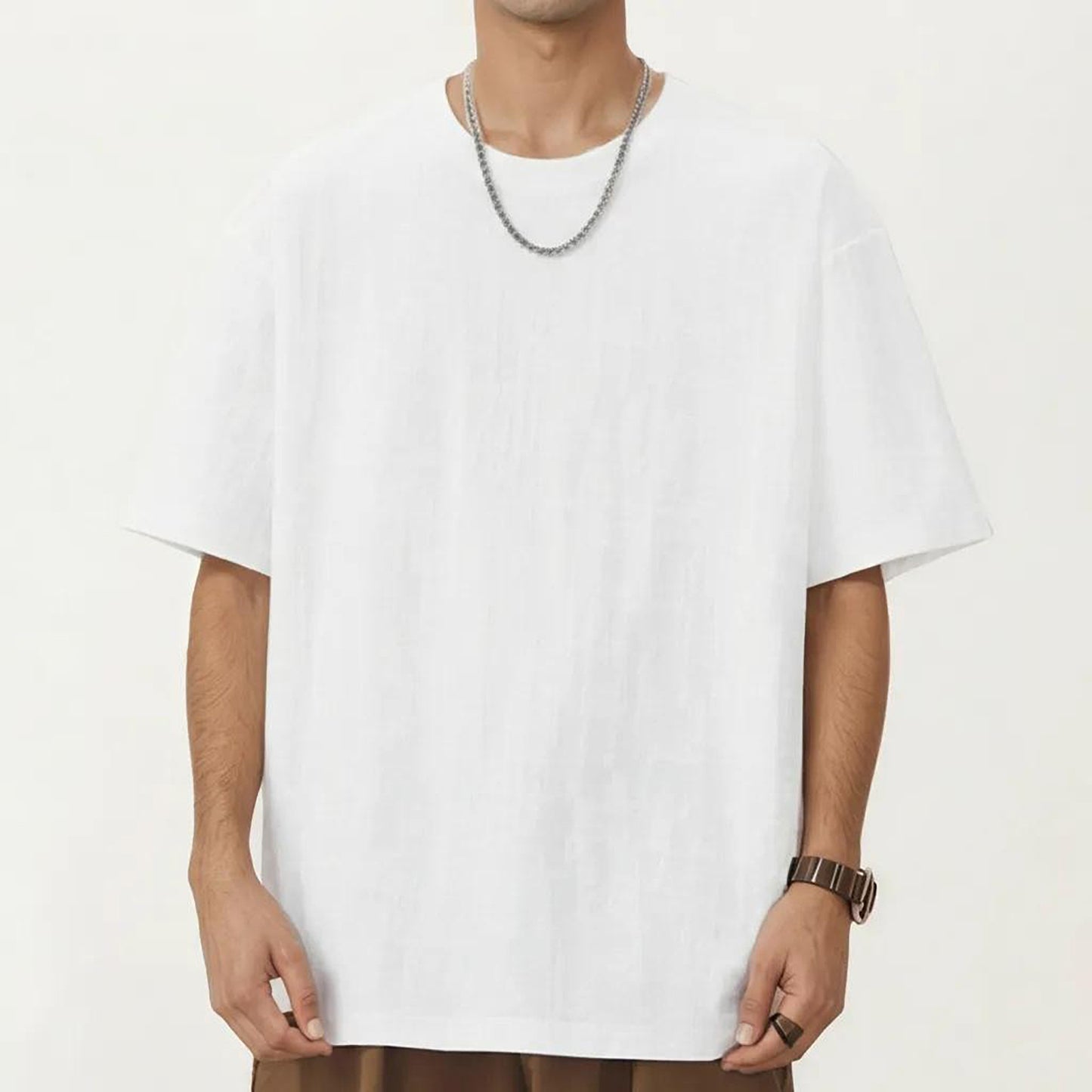 Men's Short Sleeve Crew Neck T Shirt with Relaxed Fit and Clean Minimal Silhouette