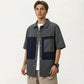 Men's Short Sleeve Button Front Overshirt with Chest Pocket and Relaxed Structured Fit