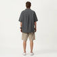 Men's Short Sleeve Button Front Overshirt with Chest Pocket and Relaxed Structured Fit
