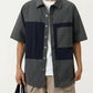 Men's Short Sleeve Button Front Overshirt with Chest Pocket and Relaxed Structured Fit