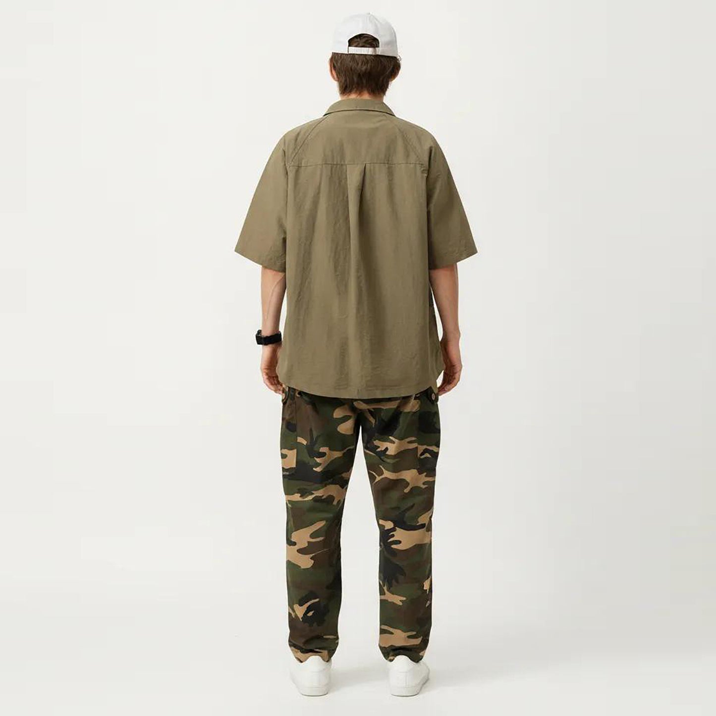 Men's Short Sleeve Button Front Overshirt with Chest Pocket and Relaxed Structured Fit