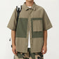 Men's Short Sleeve Button Front Overshirt with Chest Pocket and Relaxed Structured Fit