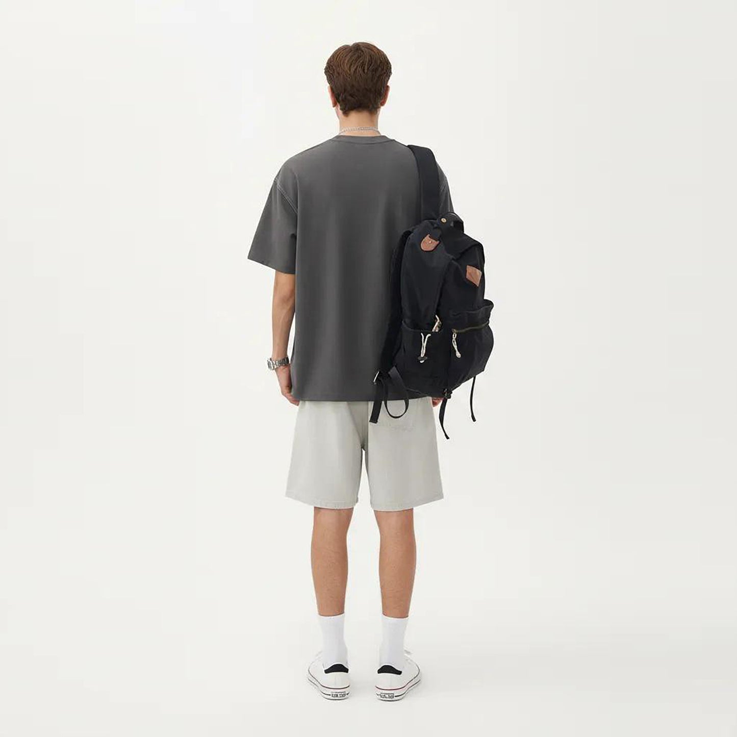 Men's Short Sleeve Crewneck T-Shirt with Exposed Seam Detailing and Relaxed Fit