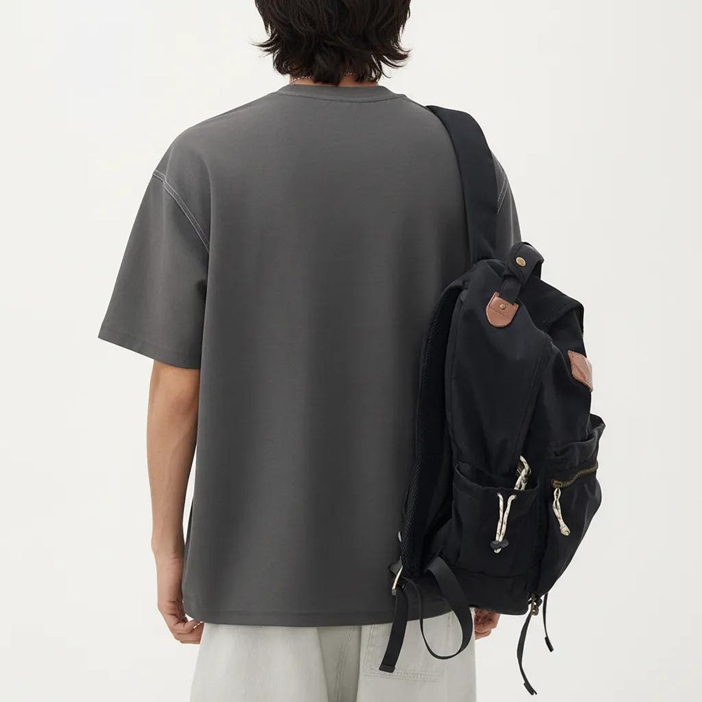 Men's Short Sleeve Crewneck T-Shirt with Exposed Seam Detailing and Relaxed Fit