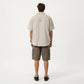 Men's Short Sleeve Button-Up Shirt with Textured Fabric and Dual Chest Pockets