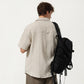 Men's Short Sleeve Button-Up Shirt with Textured Fabric and Dual Chest Pockets