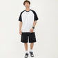 Men's Raglan Short Sleeve Crewneck T-Shirt with Contrast Sleeves