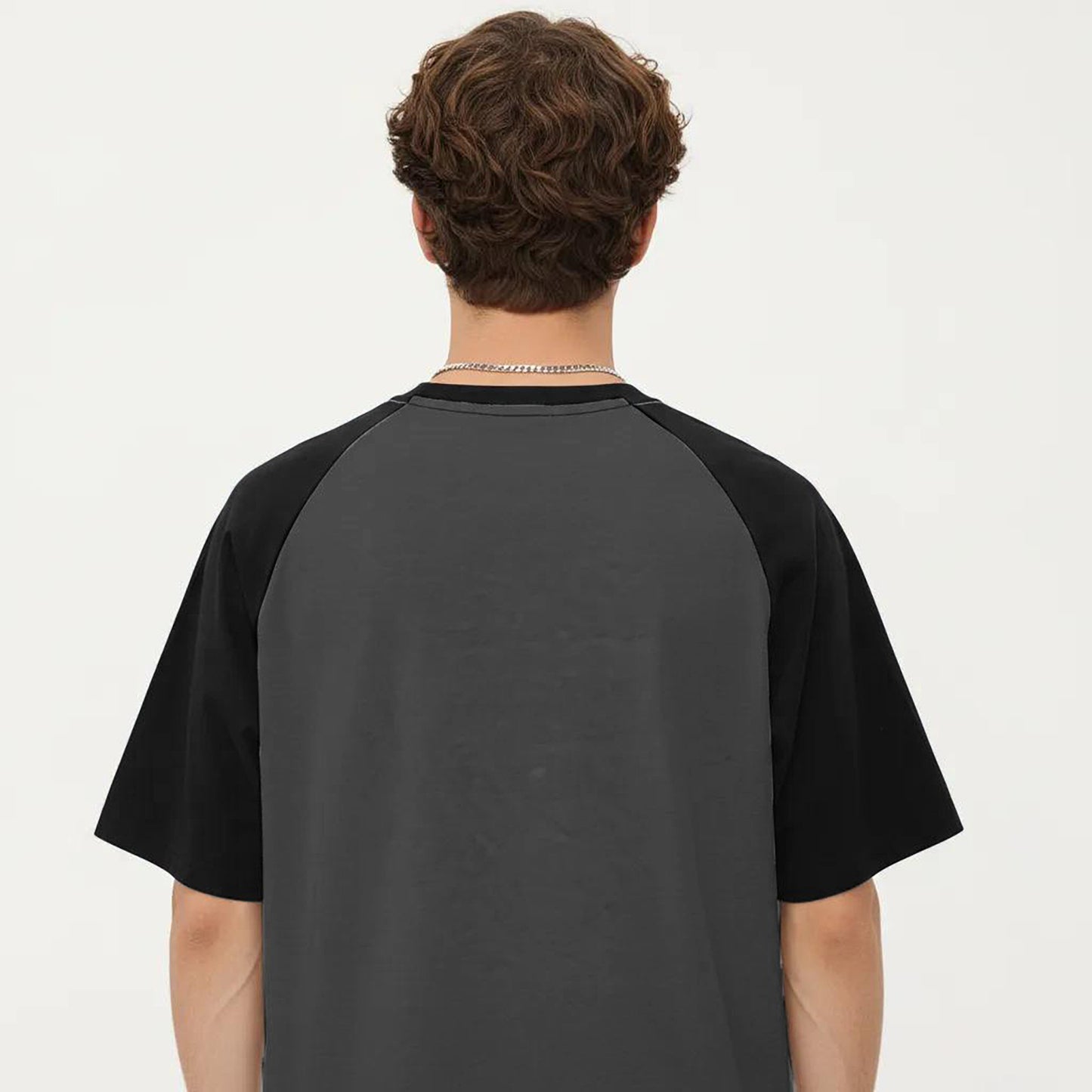 Men's Raglan Short Sleeve Crewneck T-Shirt with Contrast Sleeves