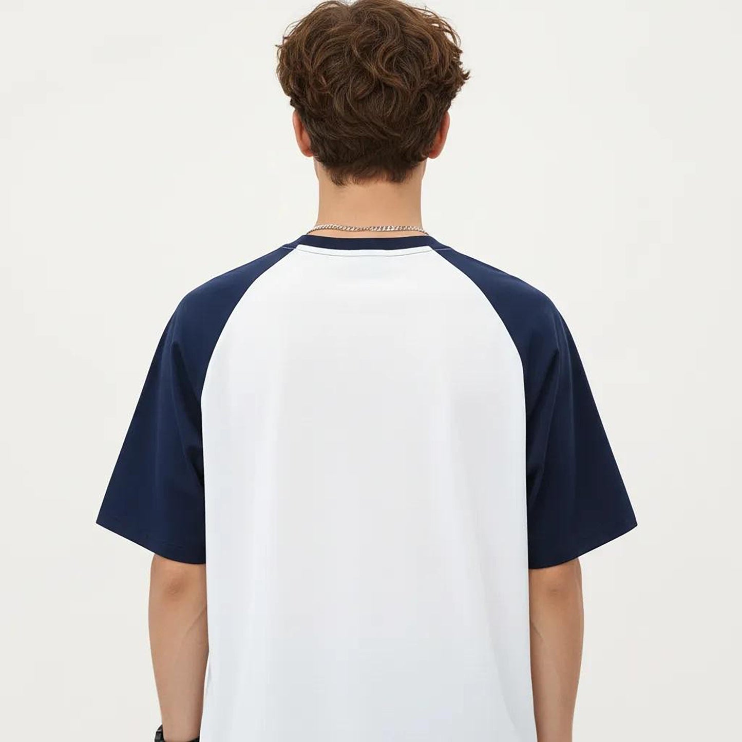 Men's Raglan Short Sleeve Crewneck T-Shirt with Contrast Sleeves