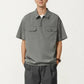 Men's Short Sleeve Half Zip Utility Shirt with Chest Pockets