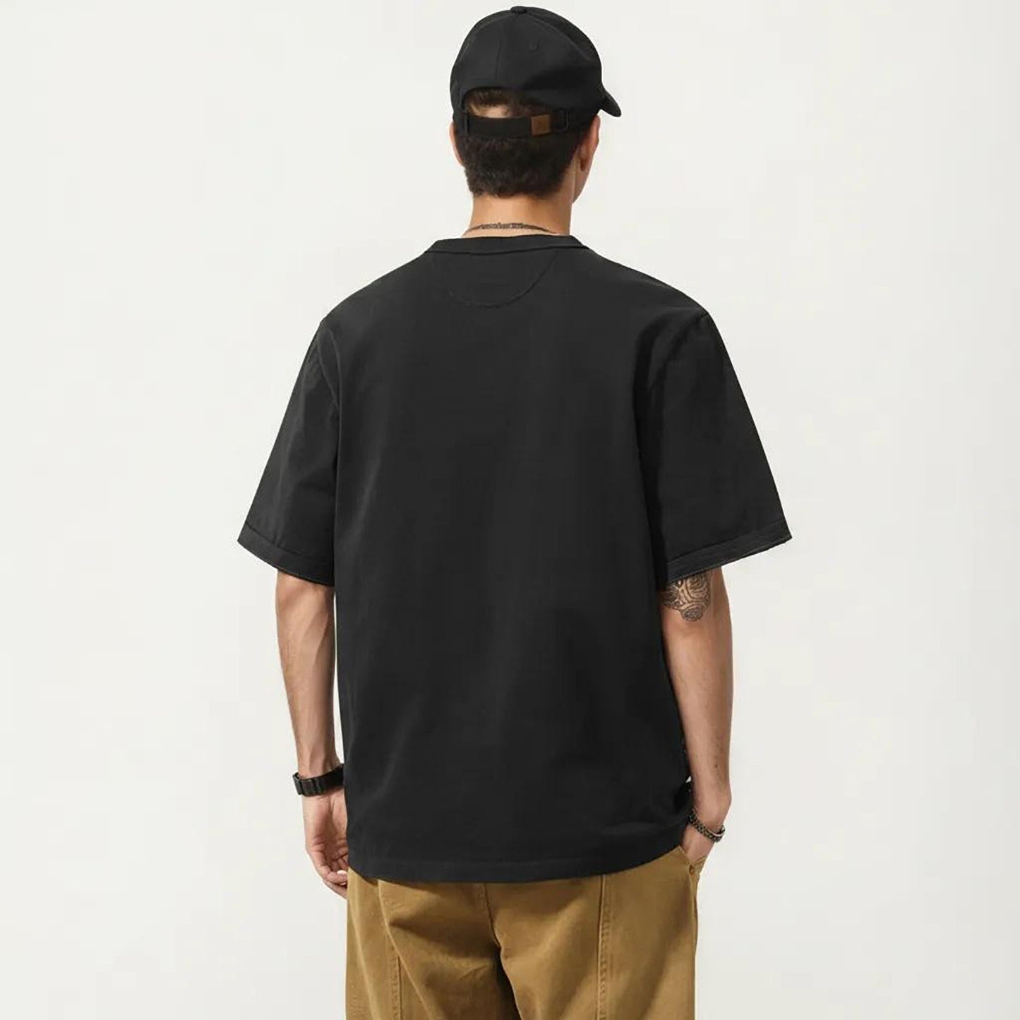 Men's Short Sleeve Henley T-Shirt with Button Placket