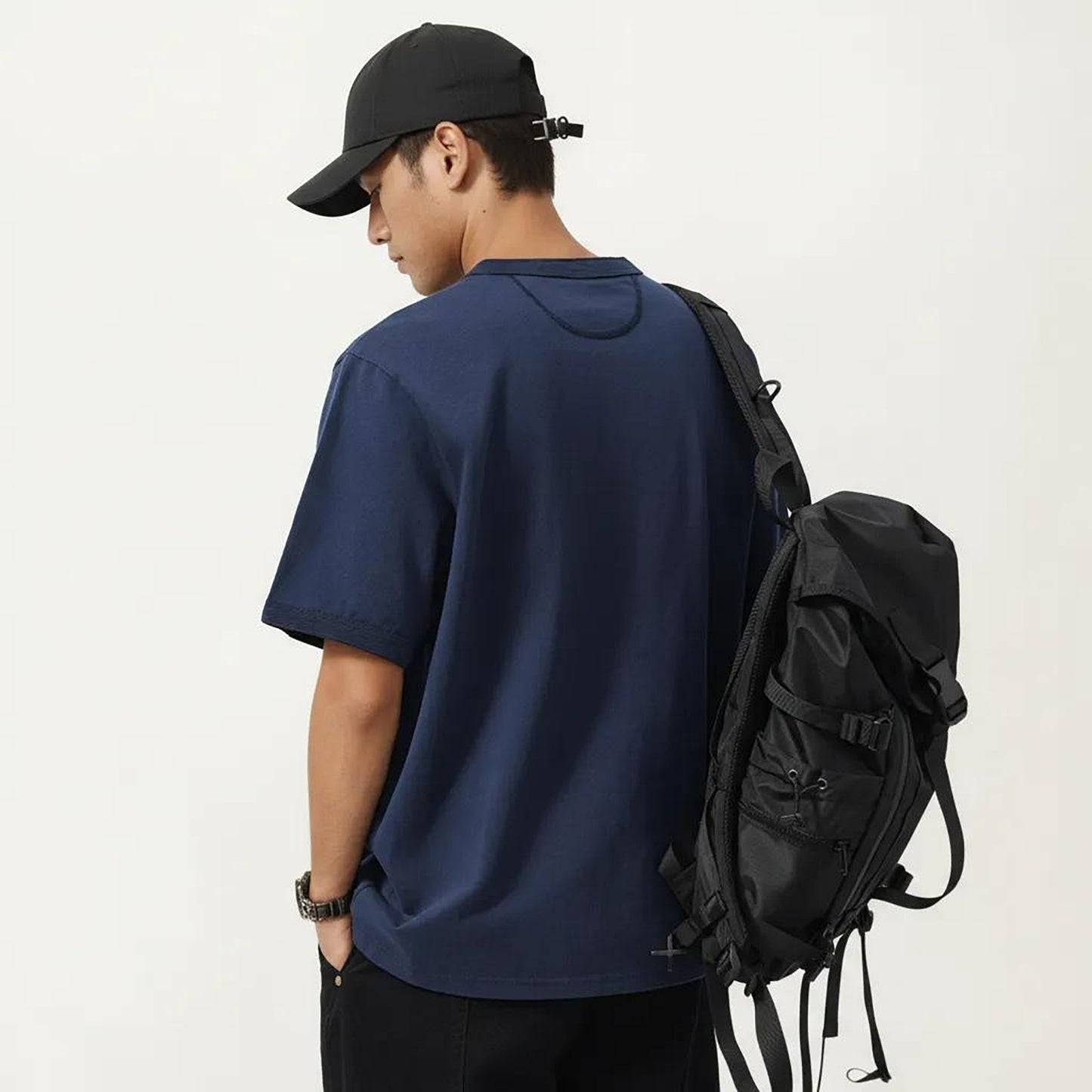 Men's Short Sleeve Henley T-Shirt with Button Placket