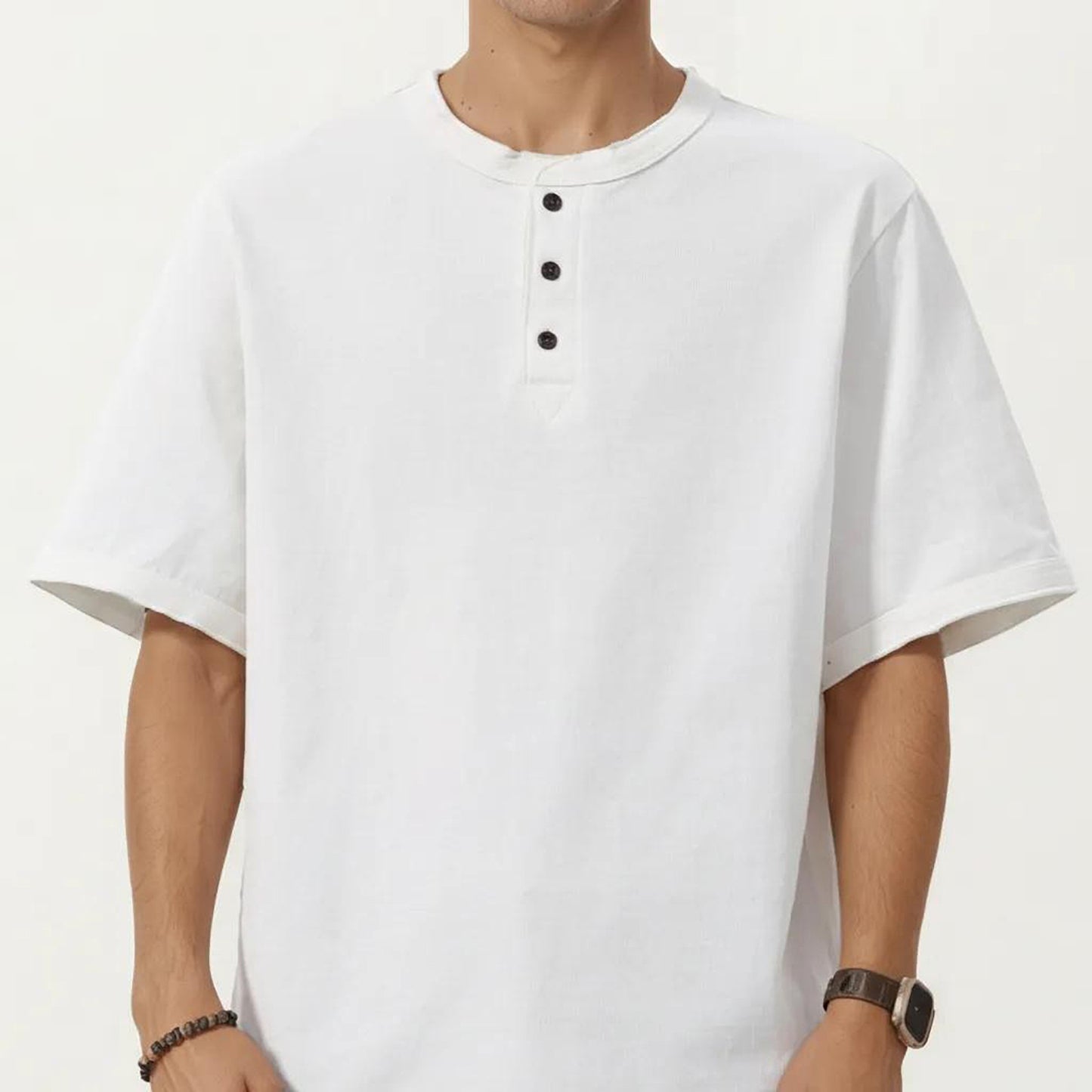 Men's Short Sleeve Henley T-Shirt with Button Placket