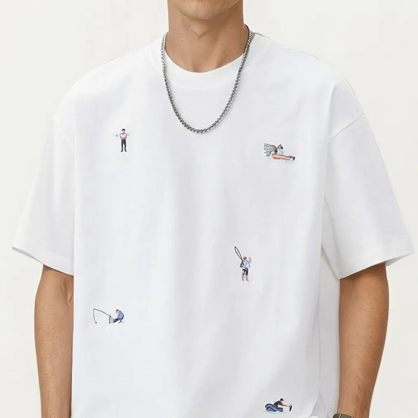 Men's Short Sleeve Graphic T-Shirt with Minimal Embroidered Details