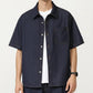 Men's Short Sleeve Button Front Shirt with Chest Pocket and Relaxed Fit
