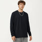 Men's Long Sleeve Crew Neck Pullover Top with Relaxed Fit and Soft Knit Feel