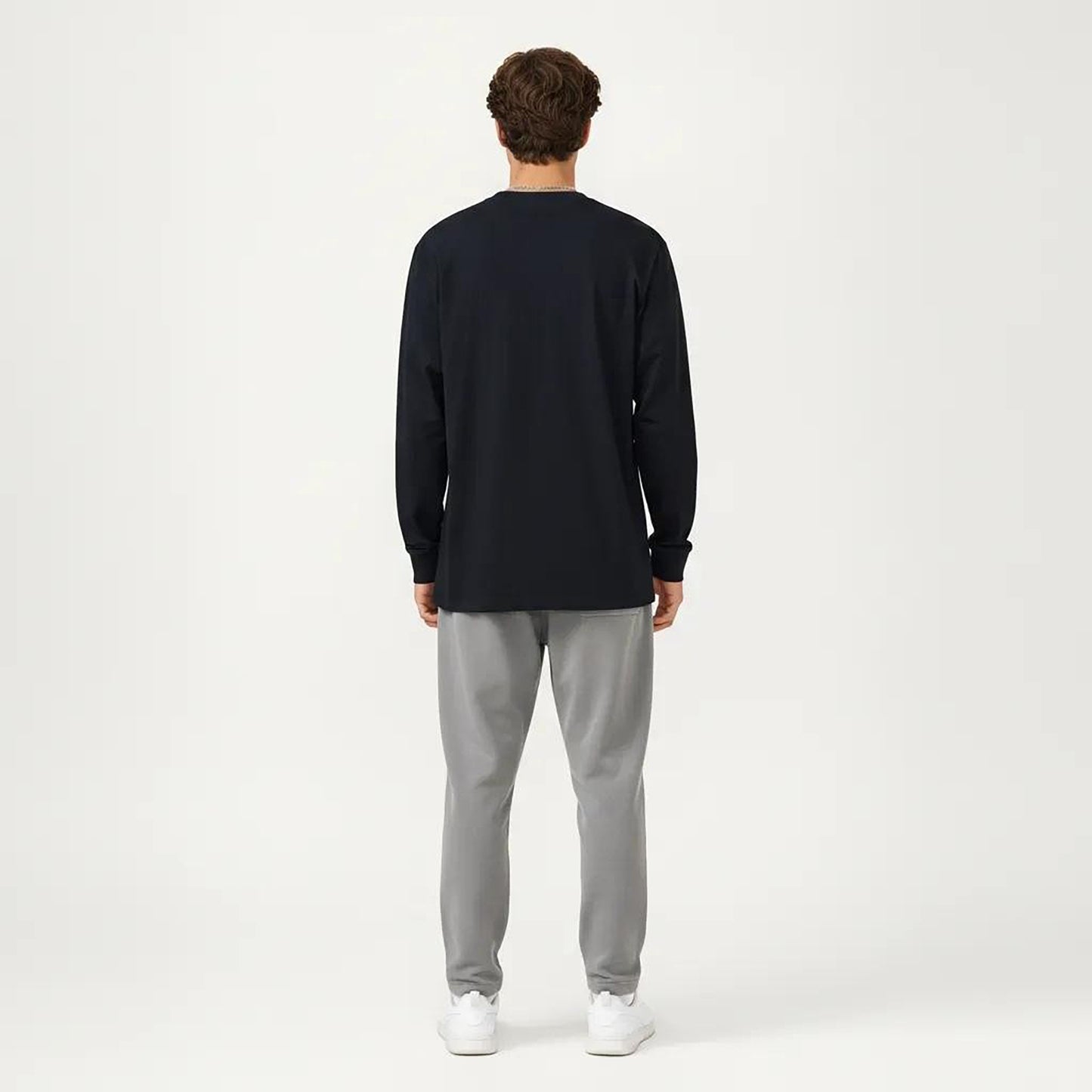 Men's Long Sleeve Crew Neck Pullover Top with Relaxed Fit and Soft Knit Feel