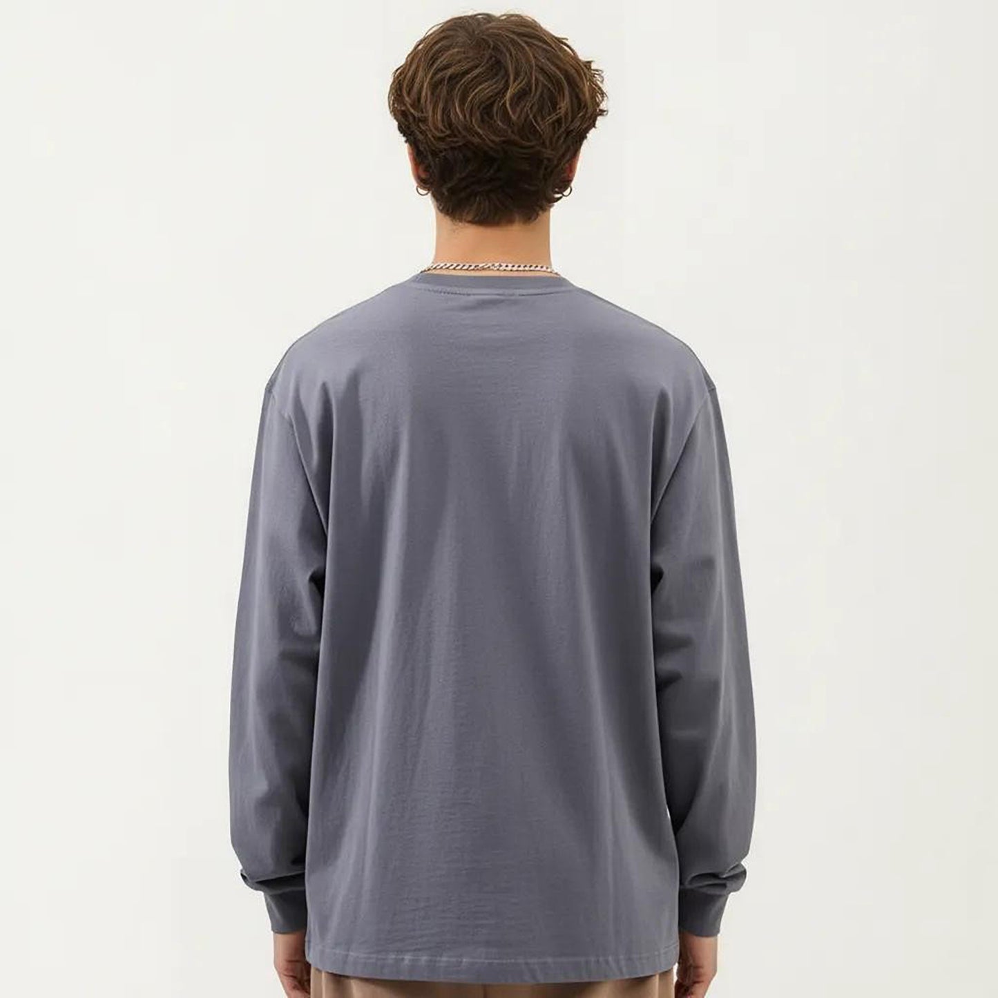 Men's Long Sleeve Crew Neck Pullover Top with Relaxed Fit and Soft Knit Feel