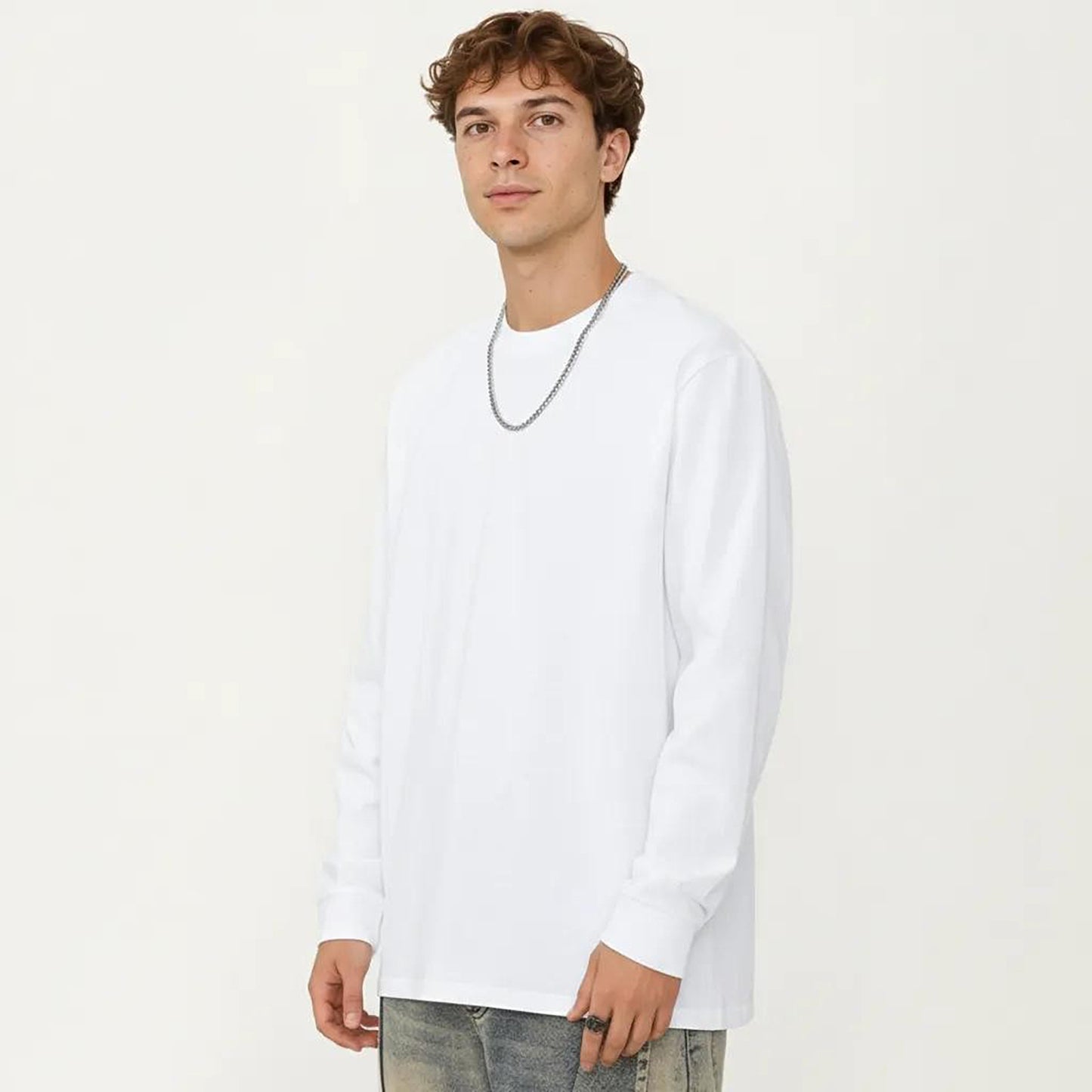 Men's Long Sleeve Crew Neck Pullover Top with Relaxed Fit and Soft Knit Feel