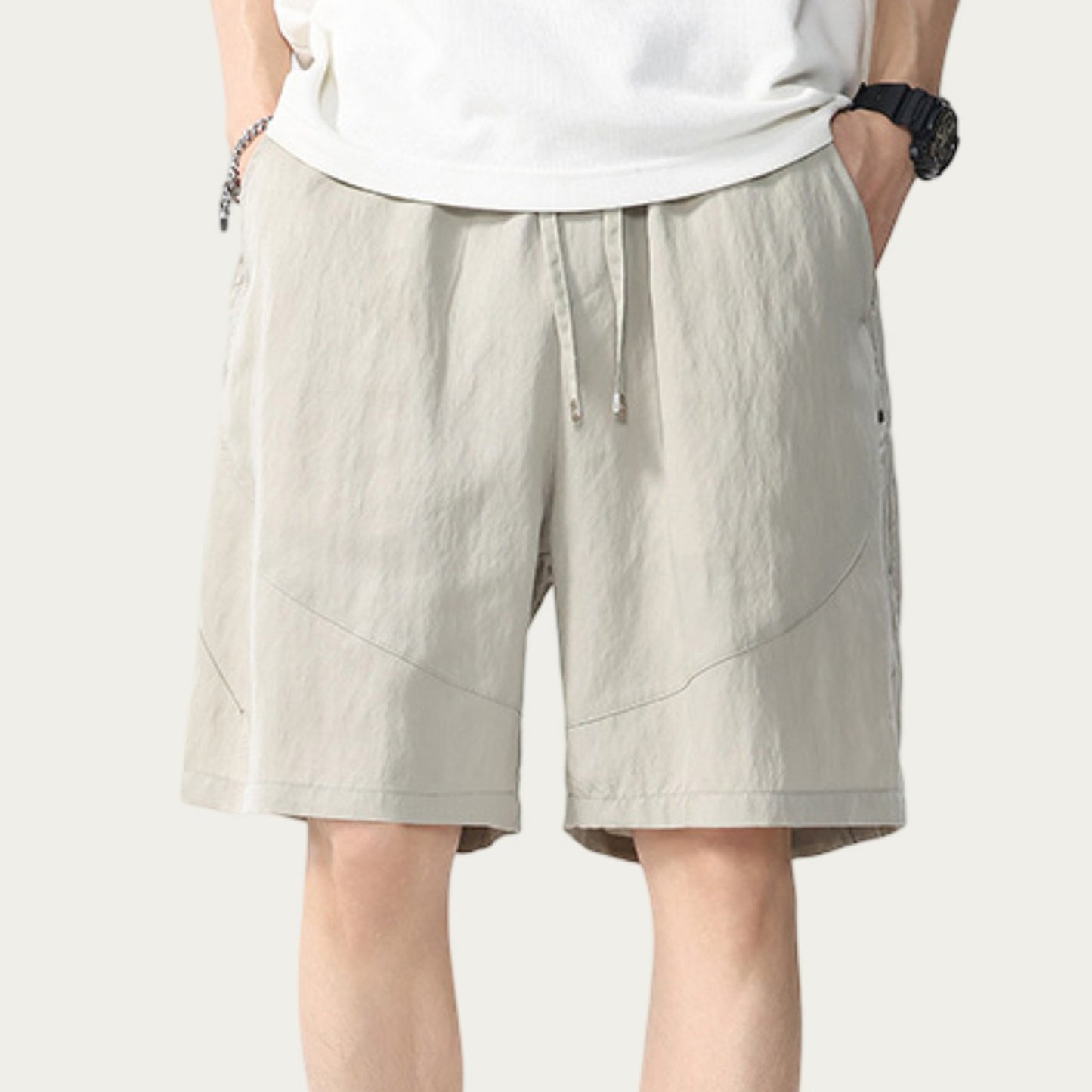 Men's Drawstring Waist Relaxed Fit Casual Shorts with Lightweight Woven Feel