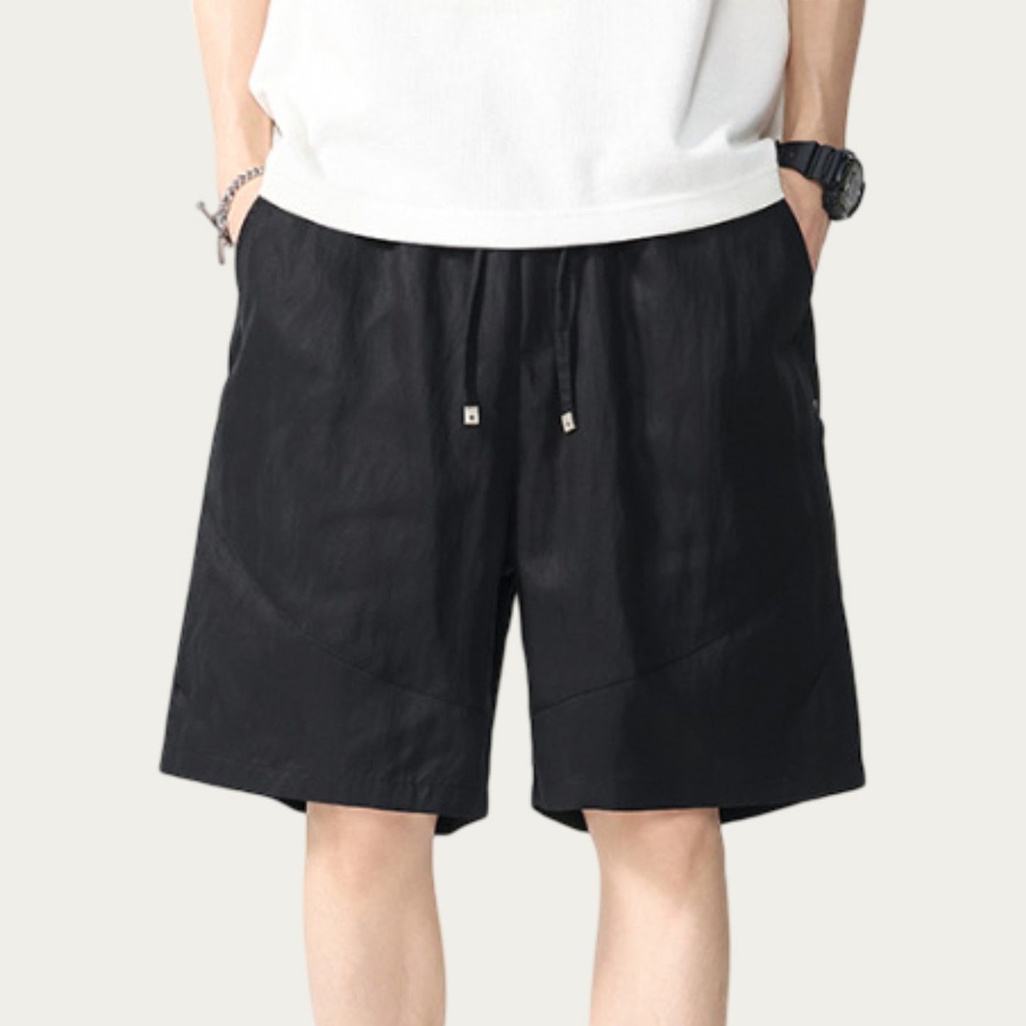 Men's Drawstring Waist Relaxed Fit Casual Shorts with Lightweight Woven Feel