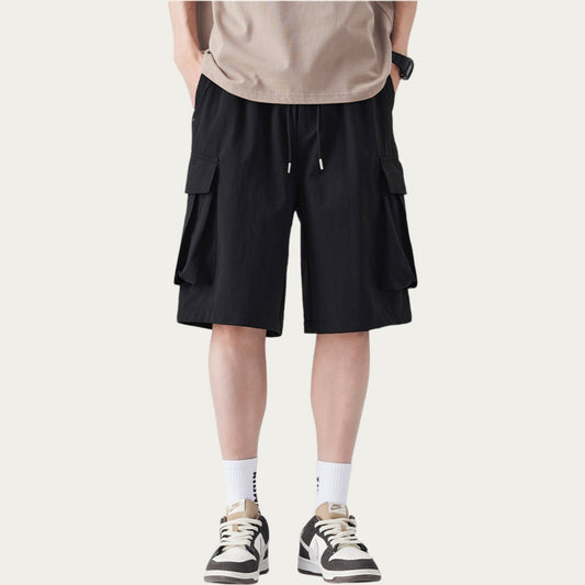 Men's Drawstring Waist Cargo Utility Casual Shorts with Relaxed Fit