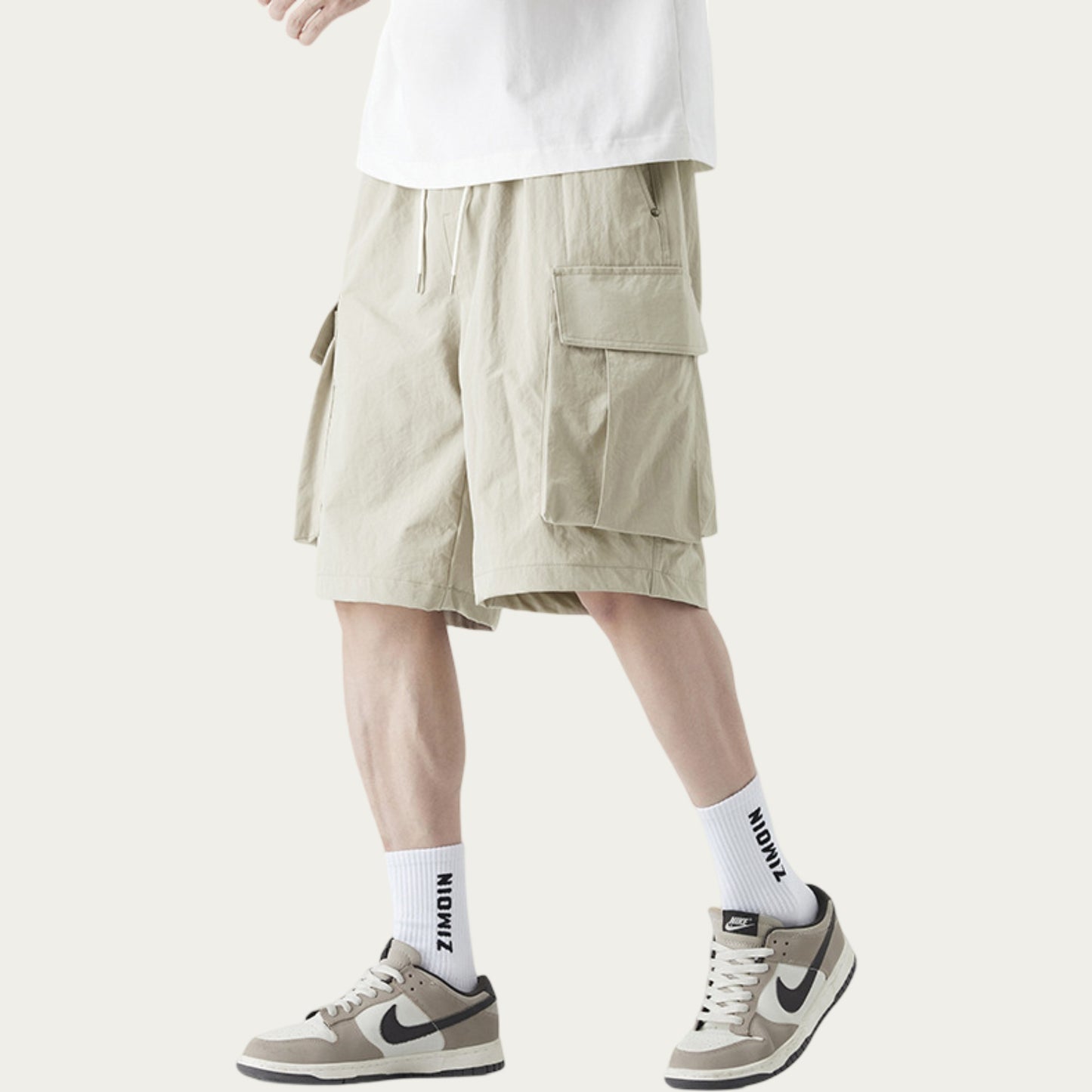 Men's Drawstring Waist Cargo Utility Casual Shorts with Relaxed Fit