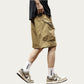 Men's Drawstring Waist Zip Pocket Utility Cargo Shorts with Relaxed Fit