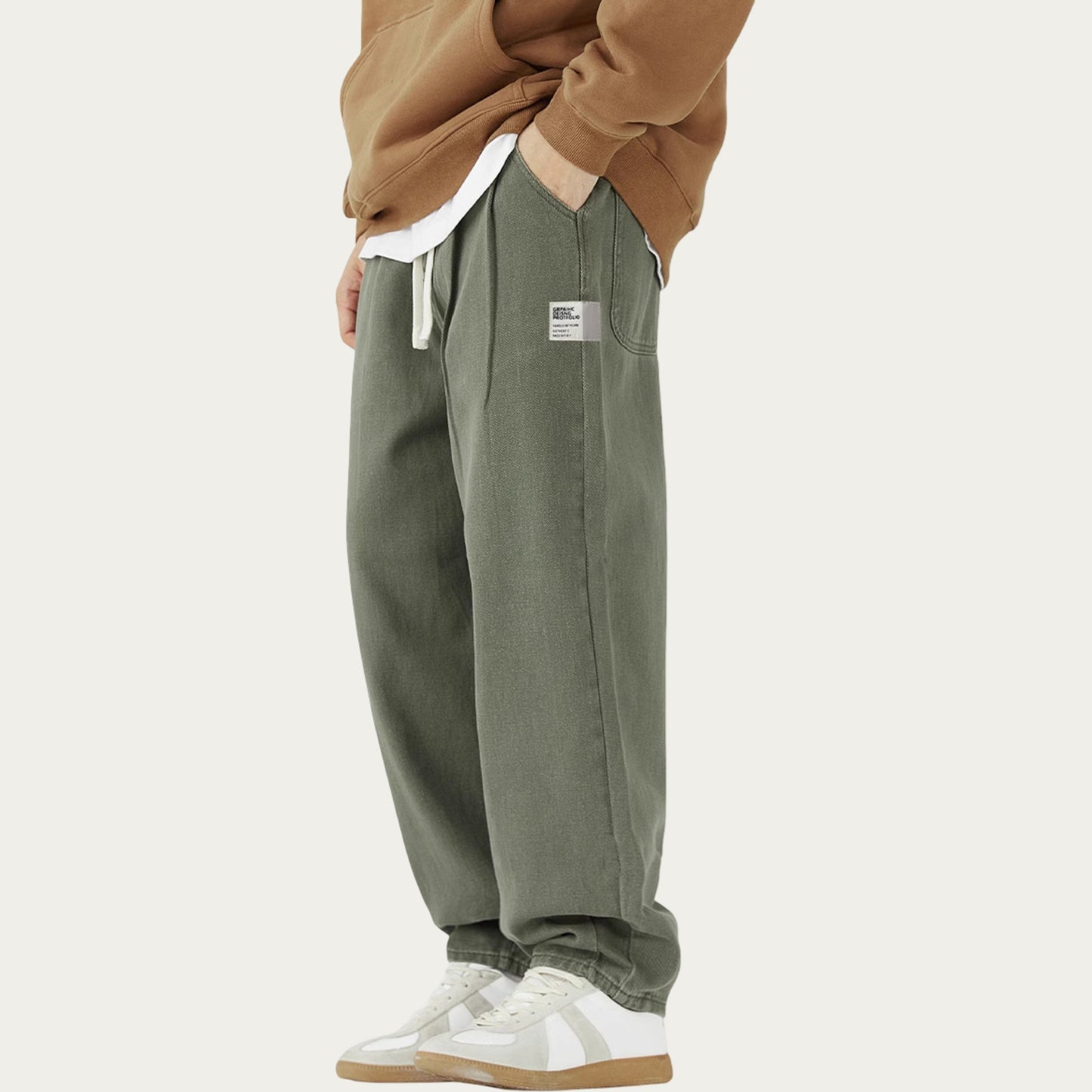 Men's Relaxed Fit Straight Leg Drawstring Pants with Soft Knit Texture