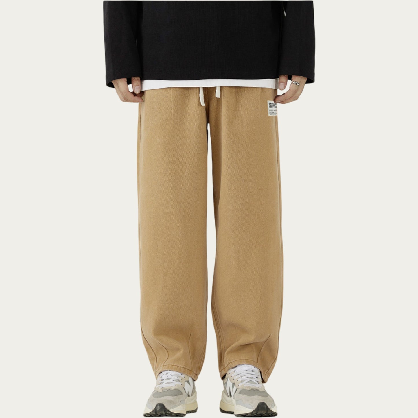Men's Relaxed Fit Straight Leg Drawstring Pants with Soft Knit Texture