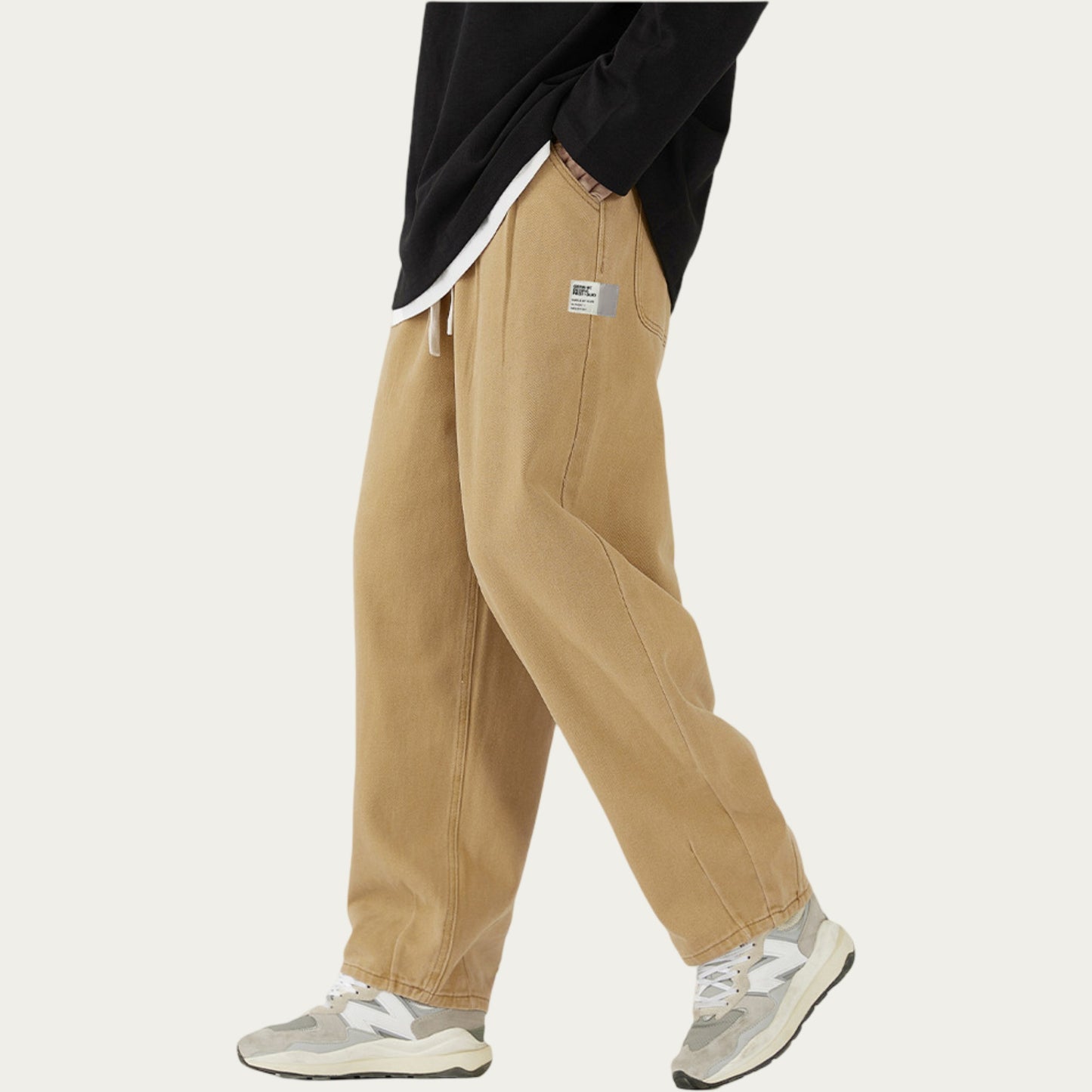 Men's Relaxed Fit Straight Leg Drawstring Pants with Soft Knit Texture
