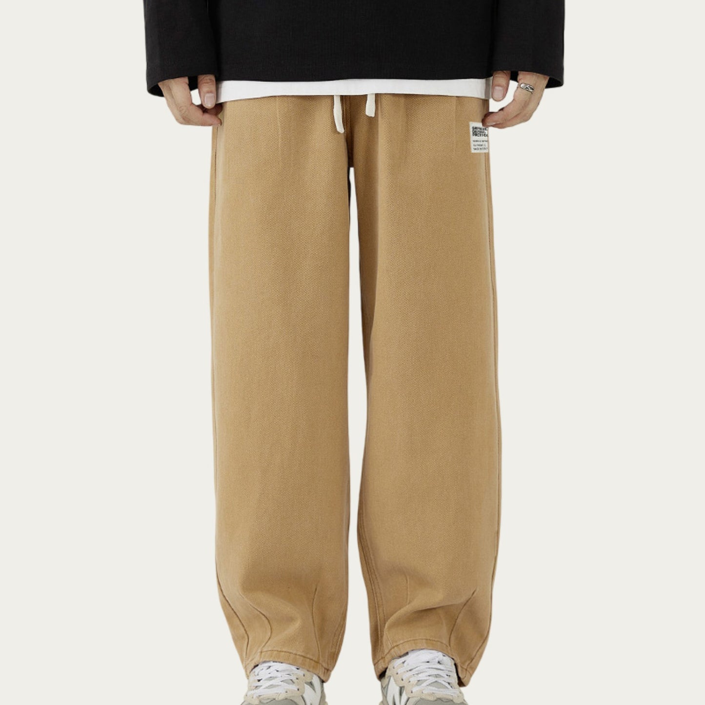 Men's Relaxed Fit Straight Leg Drawstring Pants with Soft Knit Texture