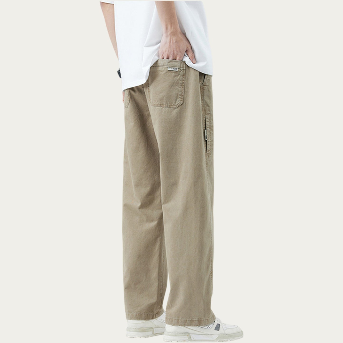 Men's Relaxed Fit Straight Leg Woven Pants with Clean Seam Detailing