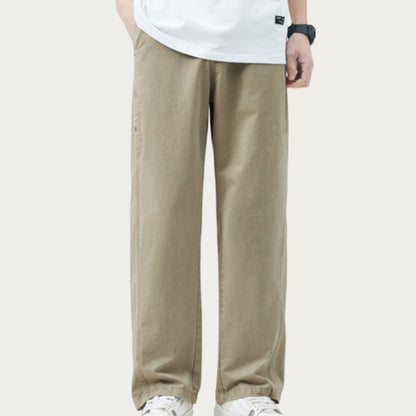 Men's Relaxed Fit Straight Leg Woven Pants with Clean Seam Detailing