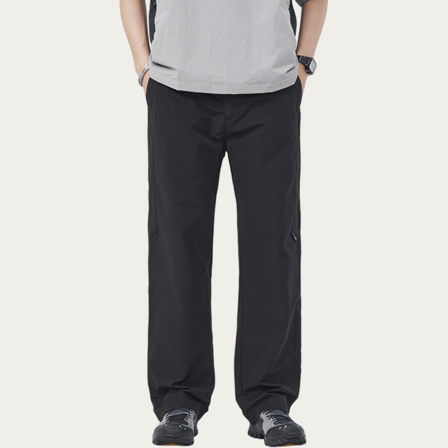 Men's Straight Leg Woven Pants with Minimal Utility Pocket