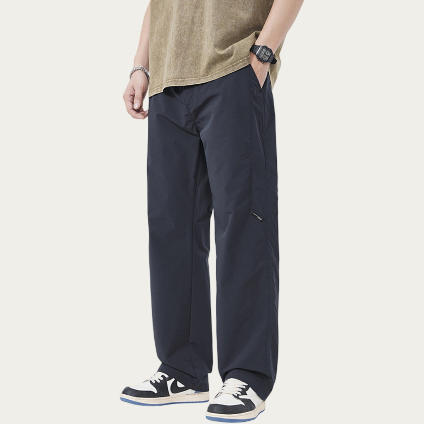 Men's Straight Leg Woven Pants with Minimal Utility Pocket