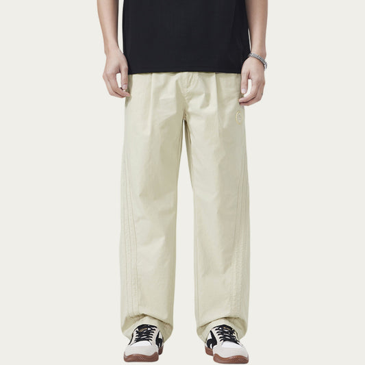 Men's Straight Leg Woven Track Pants with Side Seam Detail