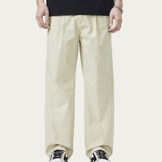 Men's Straight Leg Woven Track Pants with Side Seam Detail