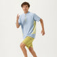 Men's Short Sleeve Athletic T-Shirt with Half Zip Mock Neck Contrast Panels Breathable Lightweight