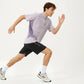 Men's Short Sleeve Athletic T-Shirt with Half Zip Mock Neck Contrast Panels Breathable Lightweight
