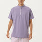 Men's Short Sleeve Athletic T-Shirt with Half Zip Mock Neck Contrast Panels Breathable Lightweight