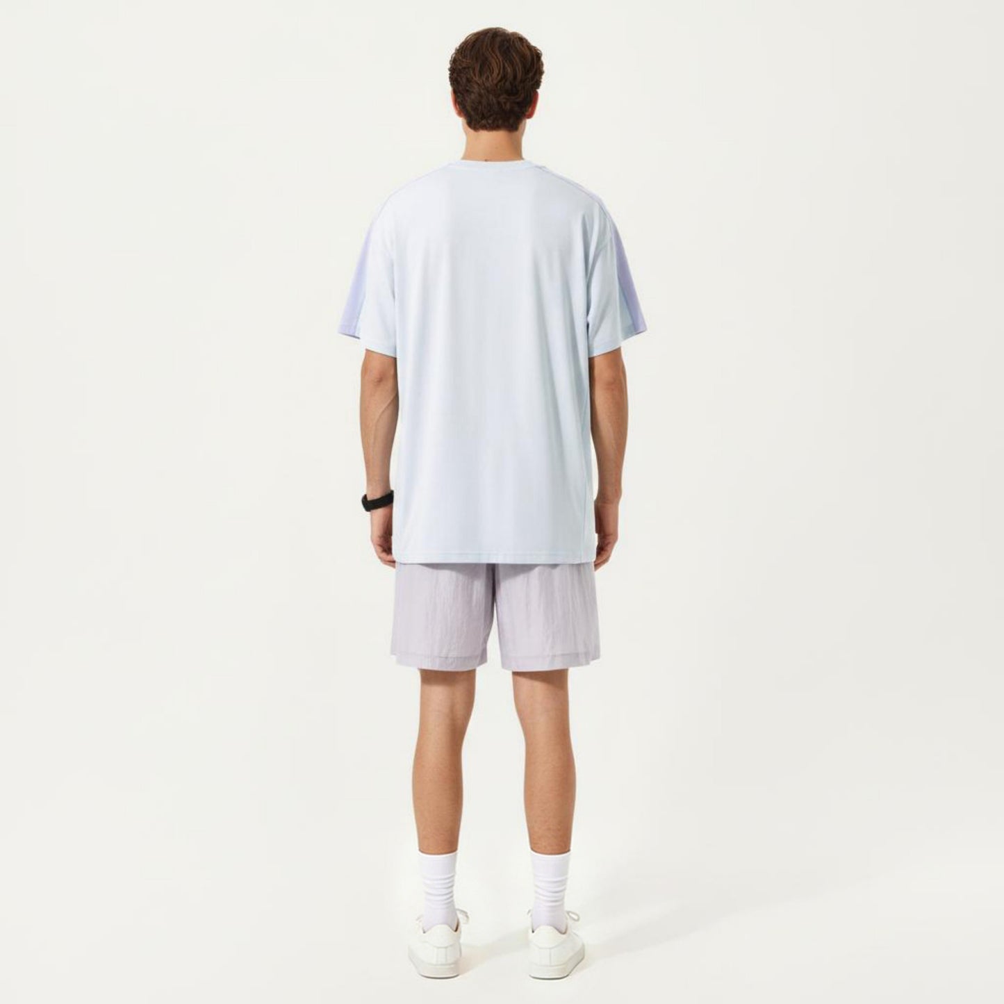 Men's Short Sleeve Athletic T-Shirt with Contrast Shoulder Panels Lightweight Breathable
