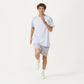 Men's Short Sleeve Athletic T-Shirt with Contrast Shoulder Panels Lightweight Breathable