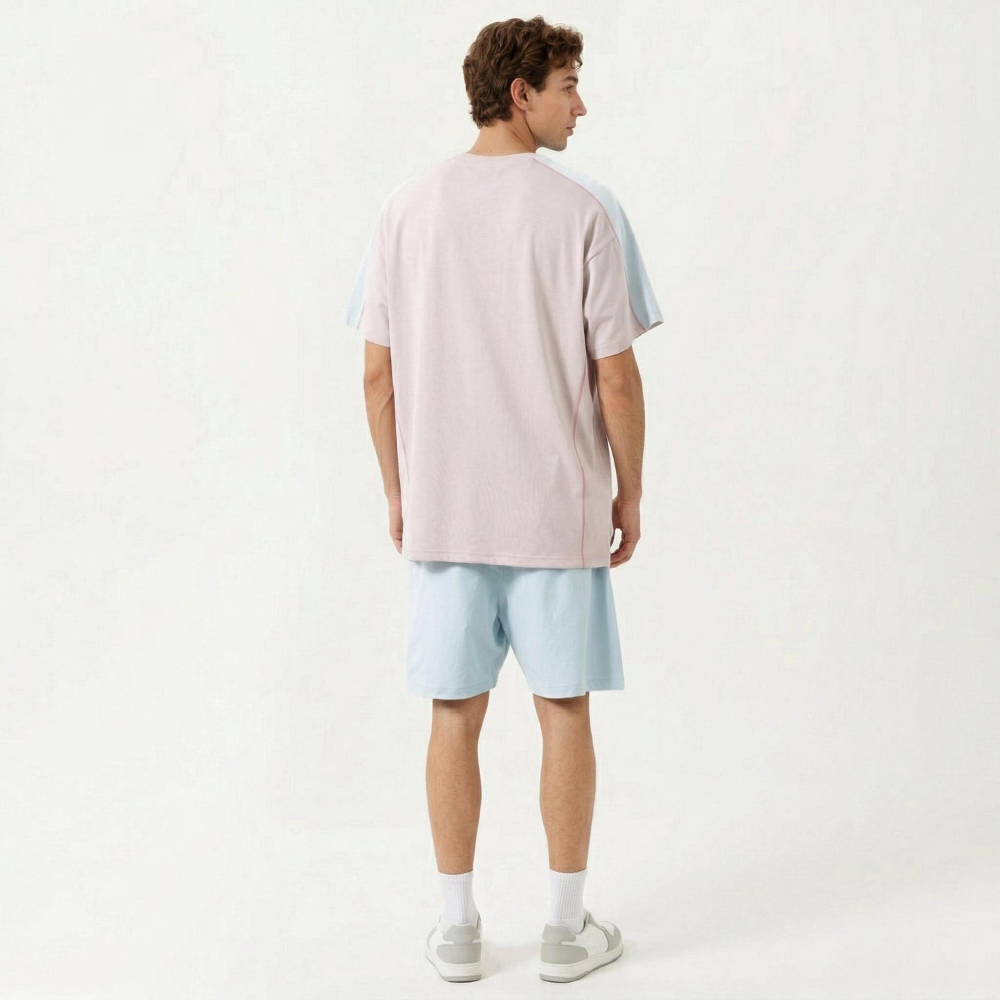Men's Short Sleeve Athletic T-Shirt with Contrast Shoulder Panels Lightweight Breathable