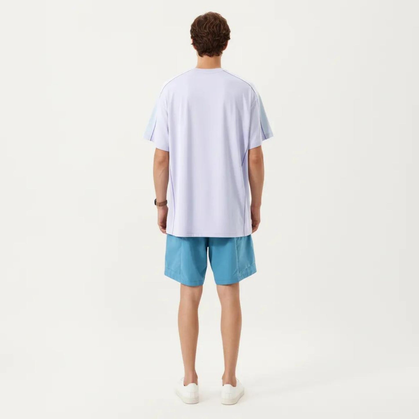 Men's Short Sleeve Athletic T-Shirt with Contrast Shoulder Panels Lightweight Breathable
