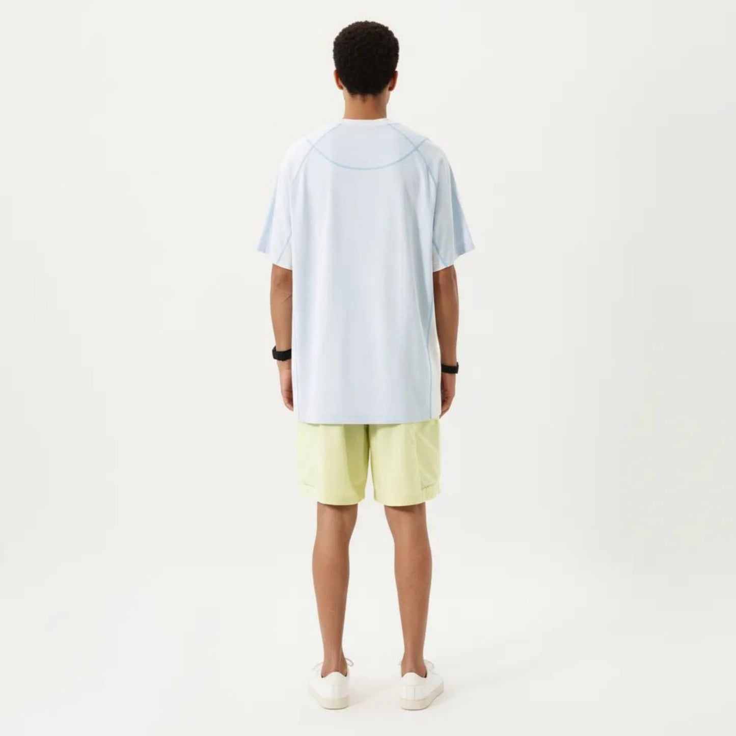 Men's Short Sleeve Athletic T-Shirt with Contrast Panel Design Breathable Performance Top