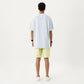 Men's Short Sleeve Athletic T-Shirt with Contrast Panel Design Breathable Performance Top